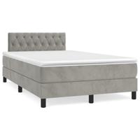 Boxspring met matras fluweel lichtgrijs 120x190 cm - thumbnail