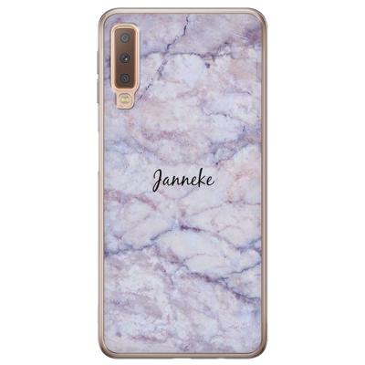 Samsung Galaxy A7 2018 hoesje naam - Marmer paars Samsung Galaxy A7 2018 hoesje naam - Marmer paars