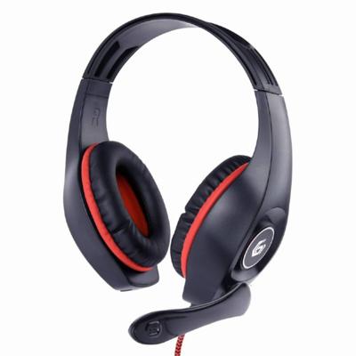 Gembird GHS-05-R On Ear headset Kabel Stereo Zwart, Rood Volumeregeling Gamen