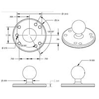 RAM Mounts Basisplatte rund - B-Kugel (1 Zoll), Platten-Durchmesser 63,5 mm, AMPS-Lochraster - thumbnail