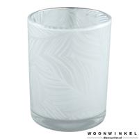 Glass Leaves White round tealight S - thumbnail