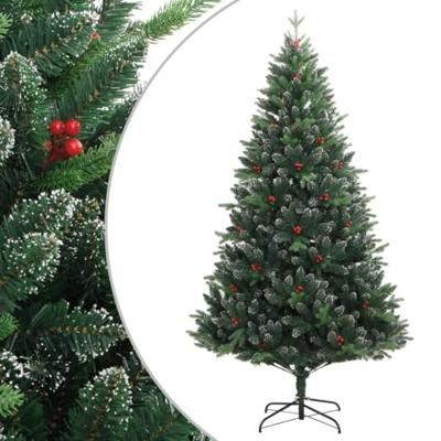 VidaXL Kunstkerstboom met scharnieren en rode bessen 150 cm VidaXL Kunstkerstboom met scharnieren en rode bessen 150 cm