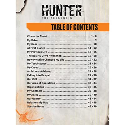 Hunter: The Reckoning 5th Edition RPG Journal Expanded Character Sheet Journal *Englische Version*
