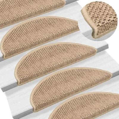 VidaXL Trapmatten zelfklevend 15 st sisal-look 56x17x3 cm zandkleurig VidaXL Trapmatten zelfklevend 15 st sisal-look 56x17x3 cm zandkleurig