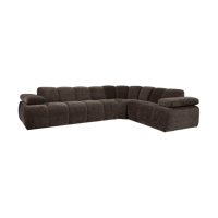 Woood Mojo hoekbank rechts ribstof Bruin - thumbnail