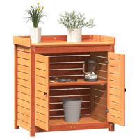 Oppottafel met schappen 82,5x50x86,5 cm grenenhout bruin - thumbnail