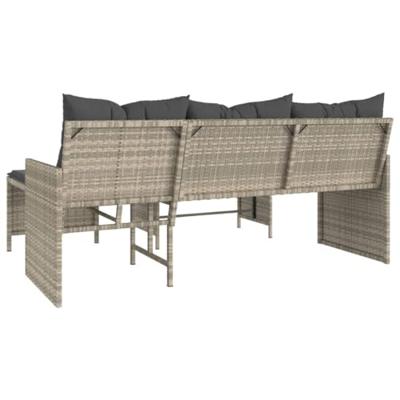 Tuinbank met tafel en kussens L-vormig poly rattan lichtgrijs Tuinbank met tafel en kussens L-vormig poly rattan lichtgrijs