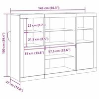 LED Sideboard Oudhout 142,5 x 37 x 100 cm Bewerkt hout - thumbnail