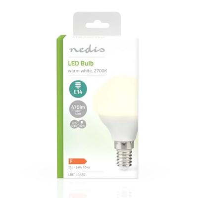 Nedis LBE14G452 Led-lamp E14 G45 4.9 W 470 Lm 2700 K Warm Wit Frosted 1 Stuks Nedis LBE14G452 Led-lamp E14 G45 4.9 W 470 Lm 2700 K Warm Wit Frosted 1 Stuks
