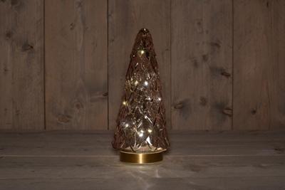 B.O.T. Tree Glass 13X28,5 cm Pink With Golden Base 10Led kerstverlichting Anna's Collection - Annas collection