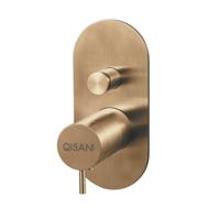 Inbouwkraan Qisani Flow Thermostatisch 2-weg Ovaal Geborsteld Goud - thumbnail