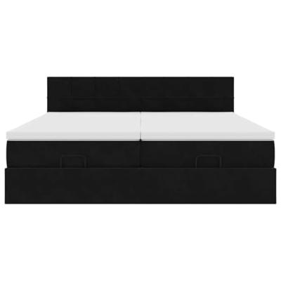 Ottoman bed met matrassen en LED's 160x200cm fluweel zwart