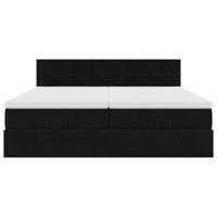 Ottoman bed met matrassen en LED's 160x200cm fluweel zwart - thumbnail