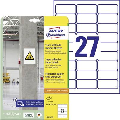 Etiket avery zweckform l7874-20 63.5x29.6mm 540st Etiket avery zweckform l7874-20 63.5x29.6mm 540st