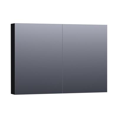 Brauer Impress Deluxe Spiegelkast - 100 cm - met interne en externe Verlichting - 2 Dubbelzijdige Spiegeldeuren - Mat Zwart