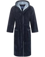 Morgenstern Morgenstern herenbadjas met capuchon Daniel marine/blauw Maat XL - thumbnail