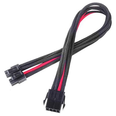 SilverStone adapter 8-pin eps > 4+4-pin eps (zwart/rood, pp07-eps8br, lite retail)
