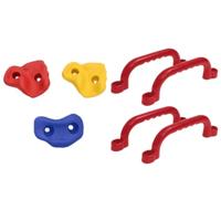 VidaXL Schommelzitjes 2 st met klimstenen polyetheen blauw - thumbnail