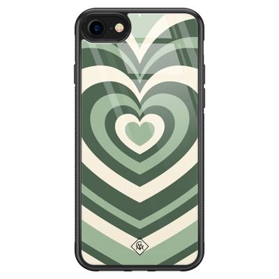 iPhone SE 2020 glazen hardcase - Hart swirl groen iPhone SE 2020 glazen hardcase - Hart swirl groen