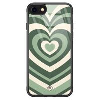 iPhone SE 2020 glazen hardcase - Hart swirl groen - thumbnail
