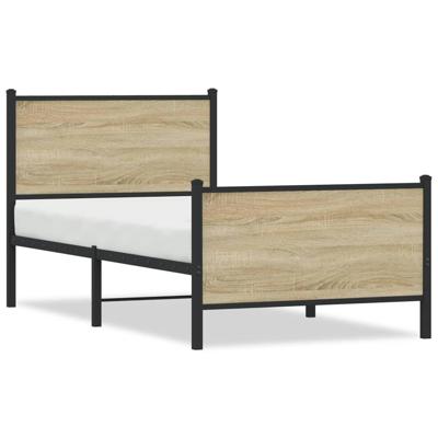 Bedframe hoofd- en voeteneinde metaal sonoma eiken 75x190 cm