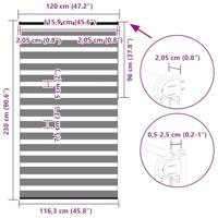 VidaXL Zebra rolgordijn 120x230 cm stofbreedte 115,9cm polyester wit - thumbnail