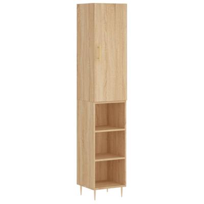 Hoge kast 34,5x34x180 cm bewerkt hout sonoma eikenkleurig