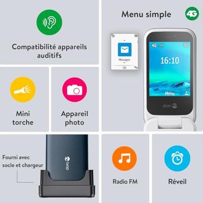Doro 2820 - Eenvoudige Senioren Klaptelefoon - 4G - Blauw/Wit