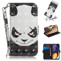 3D gekleurde tekening boos Bear patroon horizontale Flip lederen case voor Galaxy A60 met houder & card slots & portemonnee - thumbnail