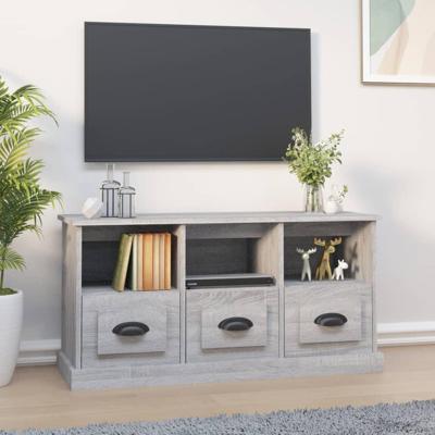 Tv-meubel 100x35x50 cm bewerkt hout grijs sonoma eikenkleurig Tv-meubel 100x35x50 cm bewerkt hout grijs sonoma eikenkleurig