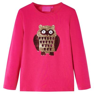 Kindershirt met lange mouwen uilenprint 104 felroze Kindershirt met lange mouwen uilenprint 104 felroze