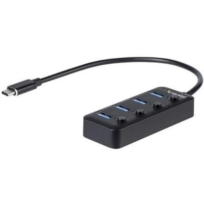 StarTech.com 4 Port USB-C Hub - USB-C naar 4x USB 3.0 Type-A met Individuele On/Off Port Switches - SuperSpeed 5Gbps USB 3.1/3.2 Gen 1 - USB Bus Powered - Mobiel ontwerp - 25cm Kabel