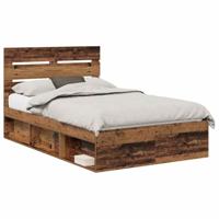 Bedframe met hoofdeinde Oudhout 135 x 190 cm Massief grenenhout - thumbnail