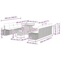 Tuinbankenset met kussen 11 pcs Grijs poly rattan - thumbnail