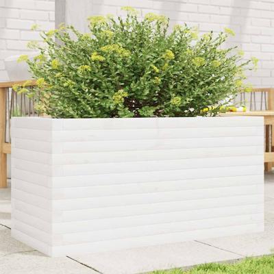 Plantenbak 90x40x46 cm massief grenenhout wit