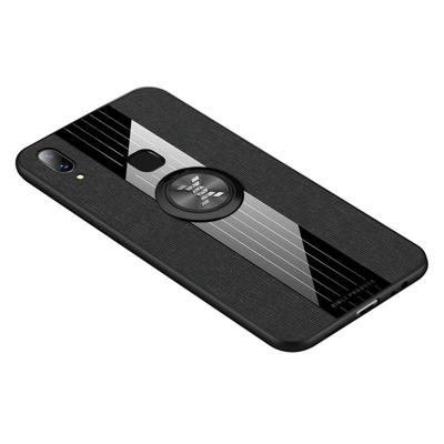 Voor vivo Y95 XINLI stiksels doek textuur schokbestendig TPU beschermhoes met ring houder (zwart)