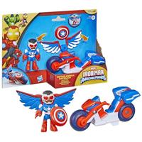 Captain America: Sam Wilson 7,5 cm actiefiguur en superbike, superheldenspeelgoed, geschikt voor kinderen vanaf 3 jaar, inclusief Iron Man en vrienden. - thumbnail