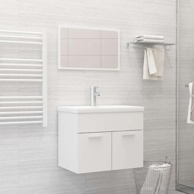 2-delige Badkamermeubelset bewerkt hout wit