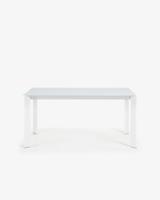 Kave Home Kave Home Eettafel Axis, Axis uitschuifbare tafel in wit glas en wit stalen poten 160 (220) cm - thumbnail