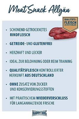 Happy Dog 60701 - Meat Snack Allgäu - lekkernij voor gevoelige honden van gedroogd rundvlees - inhoud 75 g
