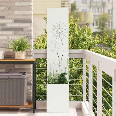 VidaXL Tuin privacy screen fretwerk wit 32 x 140 cm koudgewalst staal