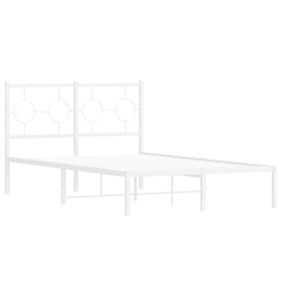 Bedframe met hoofdbord metaal wit 120x190 cm