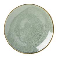 Gebaksbordje met gouden rand - groen - ø15 cm - thumbnail