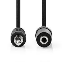 Stereo-Audiokabel | 3,5 mm Male | 3,5 mm Female | Vernikkeld | 2.00 m | Rond | Zwart - thumbnail