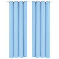 VidaXL Gordijnen met metalen ringen verduisterend 135x175 turquoise 2 st - thumbnail