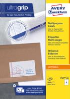Avery Zweckform 3427, Universele etiketten, Ultragrip, wit, 200 vel, 8 per vel, 105 x 74 mm - thumbnail