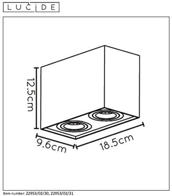 Lucide TUBE - Plafondspot - 2xGU10 - Zwart Lucide TUBE - Plafondspot - 2xGU10 - Zwart