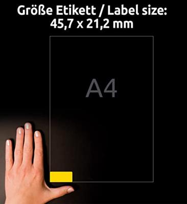 Etiket avery l6041-20 45.7x21.2mm geel 960st Etiket avery l6041-20 45.7x21.2mm geel 960st