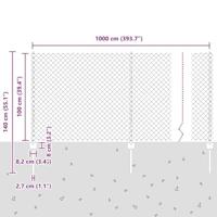 VidaXL Hek met paal zilver 1 x 10 m staal - thumbnail