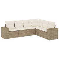 7-delige Loungeset met kussens poly rattan beige - thumbnail